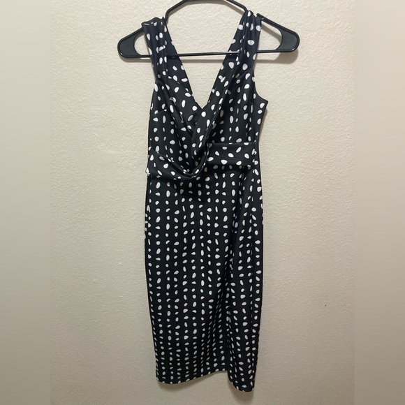 ASOS Black and White Polka Dot Off-Shoulder Midi Dress With Slit Size 8 - Picture 3 of 6